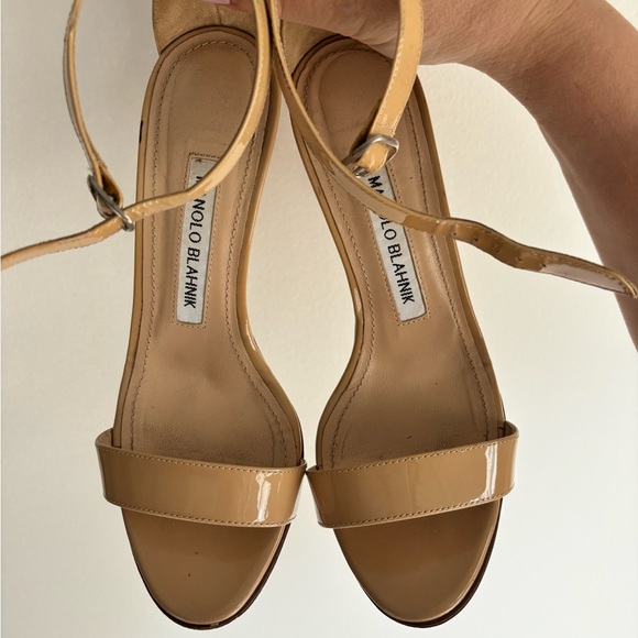 Manolo Blahnik Chaos Open Toe Nude Heels - Picture 6 of 6